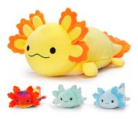 MorisMos 4Pcs Giant Axolotl Plush with 3 Babies Inside-60 cm Large Ultra Soft Axolotl Stuffed Animals Throw Pillow-Squishy Stuffed Plush Collection Gift for Kids,Teens,Yellow