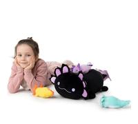 MorisMos 4Pcs Giant Axolotl Plush with 3 Babies Inside-60 cm Large Ultra Soft Axolotl Stuffed Animals Throw Pillow-Squishy Stuffed Plush Collection Gift for Kids,Teens,Black