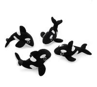 MorisMos 4Pcs Orca Stuffed Animal Plush Toys, 20 cm Black and White Killer Whale Soft Toy with Glow in the Dark Details, Mini Ocean Animal Plushies for Kids Party Gifts Birthday Christmas Prizes