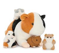 MorisMos 50cm/20in Guinea Pig Teddy with 4 Babies inside, Lifelike Hamster Plush Stuffed Animal Cuddly Soft Toys, Kawaii Birthday Present for Girls Boys Party Decorations