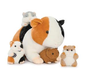 MorisMos 50cm/20in Guinea Pig Teddy with 4 Babies inside, Lifelike Hamster Plush Stuffed Animal Cuddly Soft Toys, Kawaii Birthday Present for Girls Boys Party Decorations