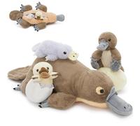 MorisMos 55cm/22in Platypus Teddy with 3 Babies inside, Lifelike Cuddly Duck Stuffed Animal Plush Soft Toys, Kawaii for Kids Girls Boys Birthday Party Decoration