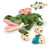 MorisMos 60cm/24in Crocodile Teddy Soft Toy with Babies inside, Lifelike Plush Alligator Crocodiles Stuffed Animal Toys Cuddly Big, Kawaii Gift for Boys Girls Kids Birthday Party Decorations Green