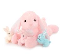 MorisMos 60cm/24in Pink Bunny Teddy with 3 Babies inside, Kawaii Rabbit Stuffed Animal, Cuddly Easter Plush Soft Toys, Cute Presents for Girls Kids, Birthday Gift Party Decorations