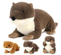 MorisMos 60cm/24in River Otter Soft Toy with 3 Babies inside, Kawaii Cuddly Plush Otters Teddy Stuffed Animal Lifelike, Cute Present for Kids Girls Boys Christmas Birthday Party Decorations Brown