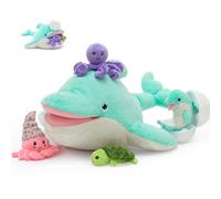 MorisMos 60cm Giant Dolphin Soft Toy with Baby Inside - Cute Plush Dolphin Teddy for Kids, Large Cuddly Sea Animal Gift for Girls & Boys