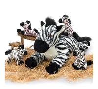 MorisMos 64cm/26in Zebra Teddy Soft Toy with 4 Babies inside, Lifelike Zebras Wild Plush Animal Stuffed Cuddly, Kawaii Horse Presents for Kids Girls Boys, Birthday Party Decorations