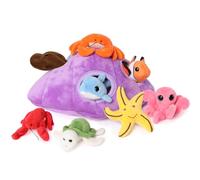 MorisMos 9pcs Ocean Sea Animal Plush Soft Toy, Cuddly Seashell House Plush Set, Giant Fluffly Shell Sea Life Plush Realistic Kawaii Gift for Kids Birthday