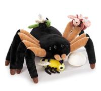 MorisMos Big Black Spider Teddy Soft Toy, 40cm Spider with 4 Cuddly Baby Inside, Giant Fluffly Stuffed Animal, Realistic Kawaii Plush Gift for Kids Birthday