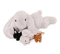 MorisMos Big Bunny Teddy Stuffed Animal, 60cm Fluffy Mom Easter Rabbit with 4 Baby Inside, Cuddly Rabbit Teddy for Girls Giant Bunny Plush Soft Toys Gift for Kids Birthday Valentines Deco