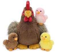MorisMos Big Chicken Teddy Soft Toy, 30cm Mom Hen with 3 Cuddly Baby Chicks Inside, Lifelike Soft Farm Stuffed Animals Plush Cuddly, Kawaii Presents for Kids Girls Boys Birthday Party Decorations