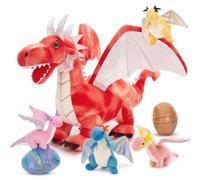 MorisMos Big Dargon Teddy Stuffed Animal, 55cm Red Mom Dargon with Baby Inside, Cuddly Fluffy Dargon Plush Soft Toys Giant Dargon Gifts for Kids Birthday Chrismas Deco