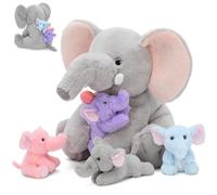 MorisMos Big Elefant Teddy with Baby Inside, Lifelike Grey Elefant Stuffed Animal Plush Cuddly, Interactive Presents for Newborn Baby Soft Toys Kids Girls Boys Birthday Party Gifts Decorations (40 cm)