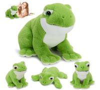 MorisMos Big Frog Teddy with Baby Inside, Lifelike Green Frog Stuffed Animal Plush Cuddly, Kawaii Presents for Kids Girls Boys Birthday Party Decorations (40 cm)
