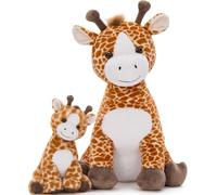 MorisMos Big Giraffe Teddy Soft Toy, 65cm Mom with One Baby, Cuddly Plush Stuffed Animal, Realistic Kawaii Giraffe Gift for Kids Children Birthday Christmas Decorations