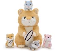 MorisMos Big Hamster Teddy with Baby Inside, Lifelike Brown Hamster Stuffed Animal Plush Cuddly, Kawaii Presents for Kids Girls Boys Birthday Party Decorations (32 cm)