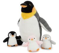 MorisMos Big Penguin Teddy Soft Toy, 35cm Mom with 3 Cuddly Baby Inside, Giant Fluffly Penguin Stuffed Animal Realistic Kawaii Gift for Kids Birthday Christymas