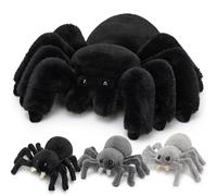 MorisMos Big Spider Teddy Soft Toy, 40cm Large Black Spider with 3 Cuddly Baby Inside, Giant Fluffly Stuffed Animal, Realistic Kawaii Plush Gift for Kids Birthday