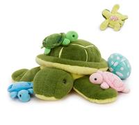 MorisMos Big Turtle Teddy with Baby Inside,Lifelike Green Turtle Stuffed Animal Plush Cuddly, Kawaii Presents for Kids Girls Boys Birthday Party Decorations (45 cm)