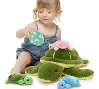 MorisMos Big Turtle Teddy with Baby Inside,Lifelike Green Turtle Tortoise Stuffed Animal Plush Cuddly, Kawaii Presents for Kids Girls Boys Birthday Party Decorations (45 cm)