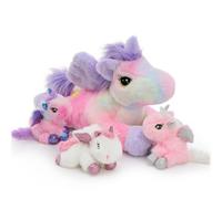 MorisMos Big Unicorn Teddy Stuffed Animal, 50cm Mom with 3 Cuddly Baby Inside, Giant Fluffly Soft Toy Realistic Kawaii Gift for Kids Birthday Deco