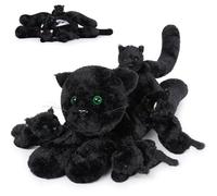 MorisMos Black Cat Teddy Soft Toy with Babies inside, Lifelike Cat Stuffed Animal Plush Cuddly, Kawaii Presents for Kids Girls Boys Birthday Party Halloween Christmas Decorations (52 cm)