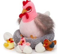 MorisMos Chicken Teddy with Babies inside, Egg Laying Hen Stuffed Animal Plush Toys Cuddly, Kawaii Chicks Soft Toy Presents for Kids Girls Christmas Birthday Easter Party Supplies