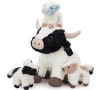 MorisMos Cow Soft Toy with Babies inside, Lifelike Cow Stuffed Animal Plush Cuddly, Kawaii Presents for Kids Girls Boys Birthday Party Decorations (52 cm)