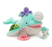 MorisMos Dolphin Soft Toy with 4 Baby Sea Animals Inside, 60 cm Large Dolphin Plush Teddy with Octopus Turtle, Cuddly Stuffed Animal Family Set for Kids Girls Boys Birthday Gifts