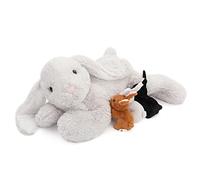 MorisMos Easter Bunny Plush Soft Toy with Babies inside, Kawaii Rabbit Teddy Stuffed Animal Cuddly Big, Cute Presents for Girls Kids Birthday Party Decorations (Grey 60cm)