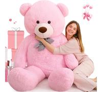 MorisMos Extra Large 180cm/71in Teddy Bear for Girlfriend, Huge Oversized Cuddly Super Soft Teddybear, Fluffy Stuffed Teddys Plush Toy Birthday Gifts for Girls Wife Women, Party Decor 6ft Pink