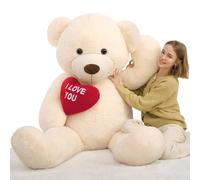MorisMos Extra Large 183cm/72in Teddy Bear for Girlfriend, I LOVE YOU Huge Oversized Cuddly Super Soft Teddybear, Stuffed Teddys Plush Toy Birthday Gifts for Girls Women, Party Decor 6ft Ivory