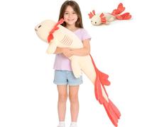 MorisMos Giant Axolotl Plush Body Pillow 110 cm, Large Pink Axolotl Stuffed Animal Soft Toy, Kawaii Salamander Plush for Girls Kids Adults, Birthday Christmas Room Decor