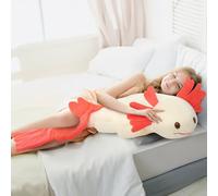 MorisMos Giant Axolotl Teddy Stuffed Animal Toy,110 cm Pink Long Salamander Kawaii Axolotl Plush Pillow Cuddly Presents for Girls Boys Girlfriend Kids Birthday Party Decoration