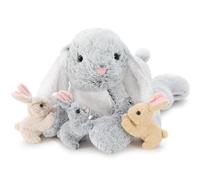 MorisMos Giant Easter Bunny Teddy Soft Toy, 60cm Cuddly Rabbit Teddy with 3 Baby Inside, Big Fluffy Bunny Stuffed Animals Gift for Kids Girlfriend Birthday Easter Decorations