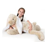 MorisMos Giant Easter Bunny Teddy Soft Toy, 80cm Big Light Brown Bunnies Plush Kawaii Large Rabbit, XXL Cuddly Fluffy Gift for Kids Girlfriend Birthday Easter Decorations