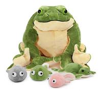 MorisMos Giant Frog Teddy Stuffed Animal, 52cm Green Mom with 4 Cuddly Tadpole Baby Inside, Realistic Kawaii Frog Soft Toy Gift for Kids Birthday Christmas Deco