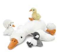 MorisMos Giant Goose Soft Toy XXL with 3 Babies in Its Belly, 60cm Long Large Plush Goose Soft Toy Cushion, Goose Plush Goose Teddy Birthday for Children.