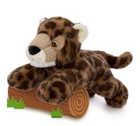 MorisMos Giant Leopard Plush Toy, 40cm Brown Realistic Lying Pose Cheetah Stuffed Animal, Soft Kawaii Leopard Cub for Kids Girls Boys Birthday Jungle Party