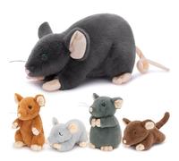 MorisMos Giant Mouse Teddy Stuffed Animal, 40cm Mom Mouse with 4 Cuddly Baby Inside, Big Realistic Rat Plush Soft Toy Kawaii Present for Kids Birthday Christmas Deco