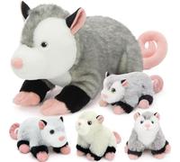 MorisMos Giant Opossum Teddy Soft Toy, 60cm Mom Opossum with 4 Cuddly Baby Inside, Big Fluffly Stuffed Animal, Realistic Large Kawaii Plushy Present for Kids Birthday Deco