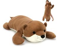 MorisMos Giant Otter Teddy Stuffed Animal Toy,110 cm Brown Kawaii Otter Plush Cuddly Presents for Girls Boys Girlfriend Kids Birthday Party Decoration