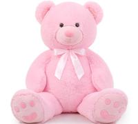 MorisMos Giant Pink Teddy Bear for Girls, 120cm Big Bear Plush Stuffed Animal Soft Toy Cuddly Large XXL, Kawaii Presents for Girlfriend Kids Valentines Day Birthday Party Decorations