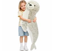 MorisMos Giant Seal Teddy Soft Toy, 110cm Long Blob Seal Plush Pillow, Big Size Cuddly Stuffed Animal Present for Kids Children Birthday Christmas Decorations