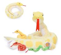 MorisMos Giant Snake Teddy Stuffed Toy, 200cm Yellow Mama Plush with Kawaii Baby Inside, Cuddly Big Soft Toys for Kids Birthday Christmas