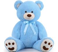 MorisMos Giant Teddy Bear 120 cm,Adorable and Cuddly Big Bear Stuffed Animal 1.2m, Classic Teddy Bear Plush Gift Decoration for Baby Shower,Party,Birthday,Valentines Day,Blue