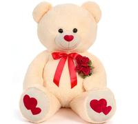 MorisMos Giant Teddy Bear 120 cm,Adorable and Cuddly Big Bear Stuffed Animal 1.2m, Classic Teddy Bear Plush Gift Decoration for Christmas, Baby Shower,Party,Birthday,Valentines Day,Ivory