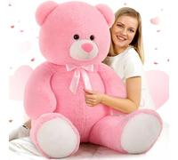 MorisMos Giant Teddy Bear 120cm (4ft) - Large Big Teddy Bear Pink white Stuffed Animal Plush Gift for Kids Girl Boy Him She, Valentine's Day, Birthday, Christmas