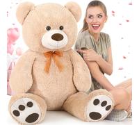 MorisMos Giant Teddy Bear 130cm (4.27ft) - Large Big Teddy Bear Lightbrown Black Stuffed Animal Plush Gift for Kids Girl Boy Him She, Valentine's Day, Birthday, Christmas