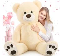MorisMos Giant Teddy Bear 130cm (4.27ft) - Large Big Teddy Bear Lightyellow Black Stuffed Animal Plush Gift for Kids Girl Boy Him She, Valentine's Day, Birthday, Christmas